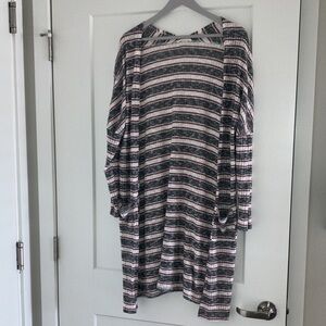 Striped Open Front Cardigan